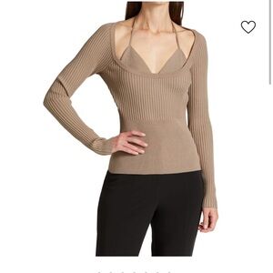 Jonathan Simkhai Women's Beige Ribbed Blouse